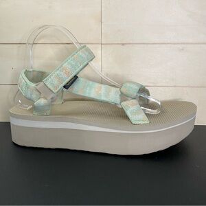 Teva Flatform Universal Sandals Women's Size 10 Shoes Mint Green Tan 1008844